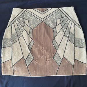 Express Sequin Art Deco Mini Skirt  Medium